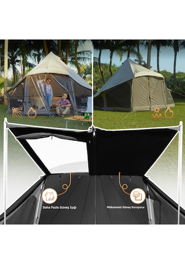 Kingcamp Khan Lıght 400 Premium 4-6 Kişilik Glamping Çadır Gri