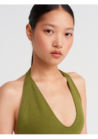 Dilvin 31971 Boyundan Bağlamalı Top-yağ Yeşil Yağ Yeşil