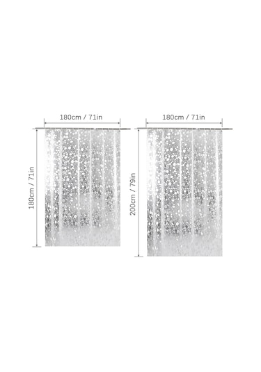 Singree Banyo Için Pvc Su Geçirmez Perde, Elmas Taşı Desenli, 180x180 Cm, 12 Adet Kanca İle 1 Adet Paket Beyaz