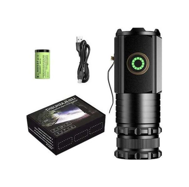 Tongxida 5 Modlu Mini El Feneri, 1300 Lümen, Usb Şarjlı, Dayanıklı Outdoor Lamba, Şapka Lambası, Siyah Siyah