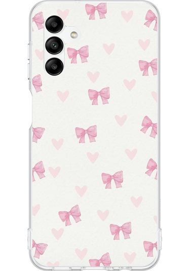 Samsung Galaxy A04s Uyumlu Fiyonklar Ve Pembe Kalpler Baskılı Silikon Kılıf Renkli