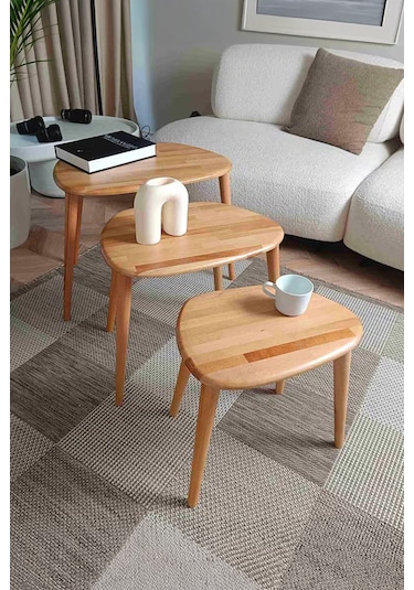 Fawdecor Amorphous 3'lü Zigon Sehpa Seti Naturel