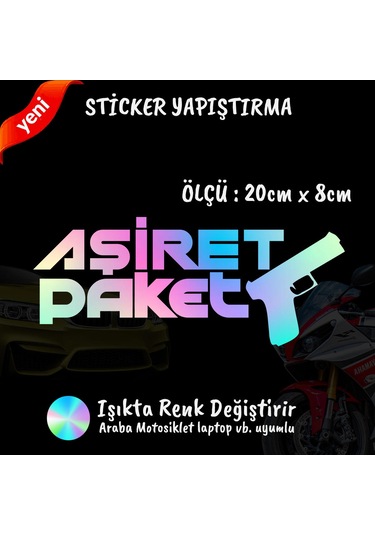 Aşiret Paket 2 Adet Hologram Sticker - Modifiye Etiket Yazı