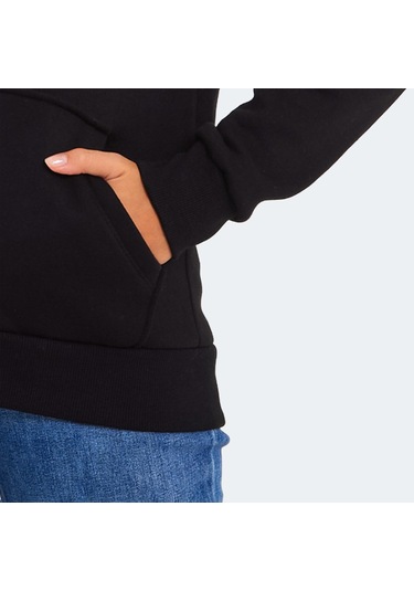 Slazenger KATYA Kadın Fermuarlı Kapüşonlu Cepli Siyah Sweatshirt