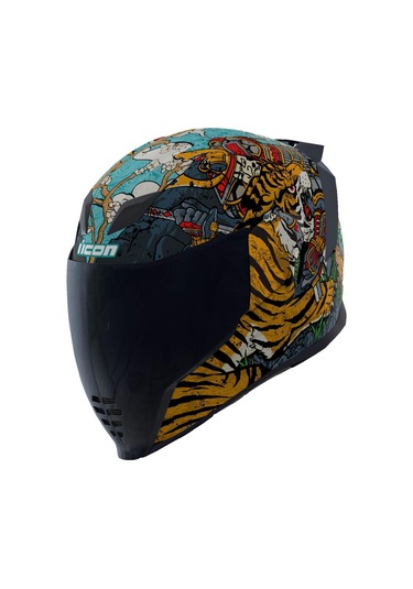 Icon Airflite Edo Mıps Kapalı Motosiklet Kaskı Siyah Mavi Gri Turuncu Siyah - Mavi