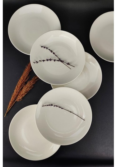 Digithome 6'lı Deniz Form Servis Tabağı Seti 24 Cm Krem Tl4034835 C320.225