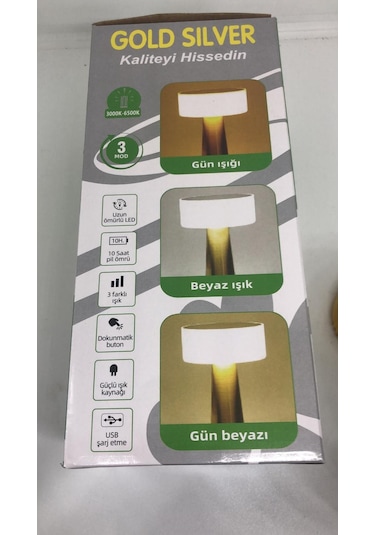 Lebron Dokunmatik Led Masa Lambası - 3 Renk Modlu Gold - Altın