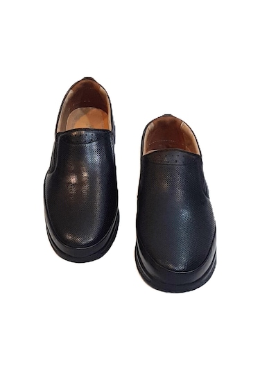 Fiyra Fth02 Siyah Hakiki Deri Kaymaz Bağacaksız Erkek Ayakkabı Siyah