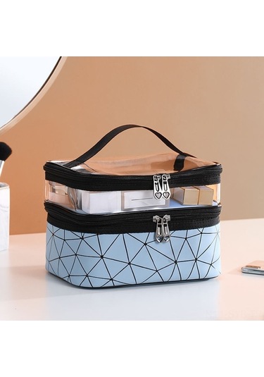 Tongxida Gezinme Kosmetik Çantası Mavi - Su Geçirmez, 6 Lastik Band, Dayanıklı Askı Çok Renkli