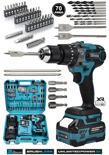 Assur Asr141 21v 2.0ah Darbeli Şarjlı Matkap Akülü Vidalama Mavi