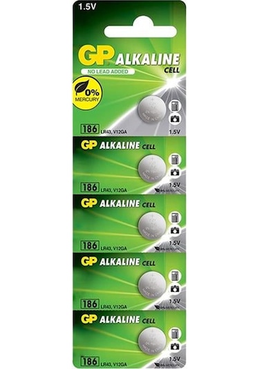 Gp 186 Lr43 Ag-12r 1.5 Volt Alkalin Düğme Pil 5'li Paket