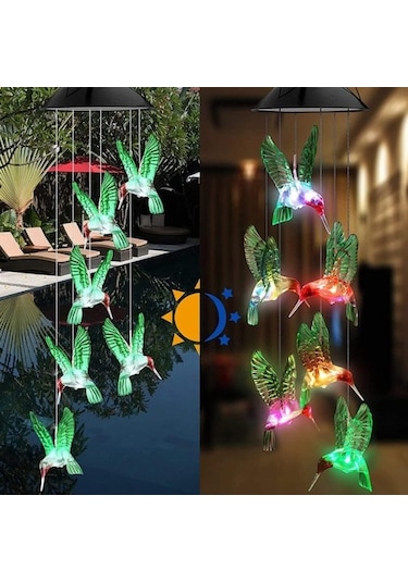 Solar Led Işıklı Kuşlu Bahçe Dekoru Çok Renkli