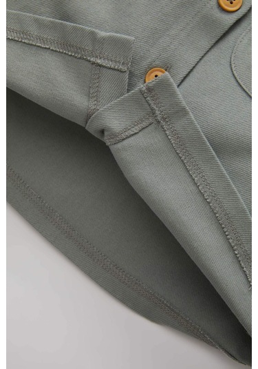 Defacto Kız Bebek Cepli Gabardin Uzun Kollu Gömlek B9654A524SPGN1102 Yeşil