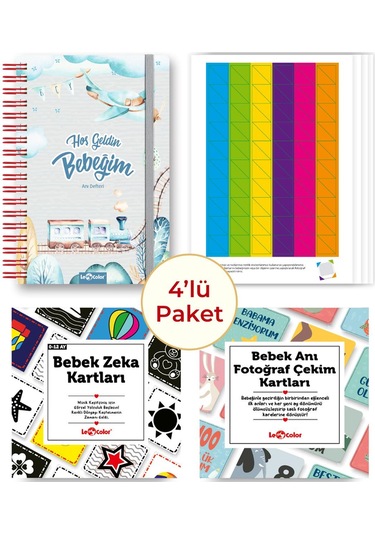 Bebek Anı Defteri Erkek Stickerlı + Çekim Ve Zeka Kartları Seti