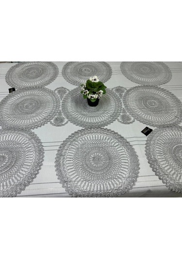 Nivemeshome Gri Örme Takım 7 Parça Sunumluk Seti Runner + Supla 6 Adet Gri