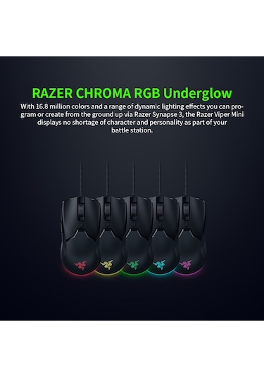 Geeksen Razer Viper Mini: 8500 Dpı Optik Sensör, Rgb Aydınlatma, Hızlı Tepki Süresi İle Oyun Performansı Viper