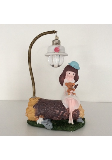 Oturan Kız Figürlü Is Iklı Biblo Beyaz Diğer