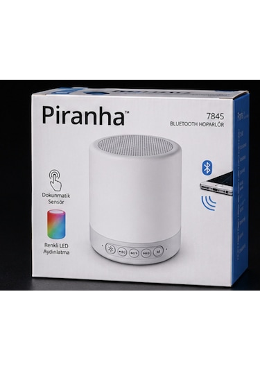 Piranha 7845 Bluetooth Hoparlör Renkli Led Işıklı Dokunmatik Kablosuz Speaker
