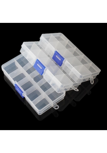 3 Takım X 10 Bölme Küçük Organizatör Depolama Plastik Kutu Zanaat Tırnak Sigorta Boncuk 10 Grids