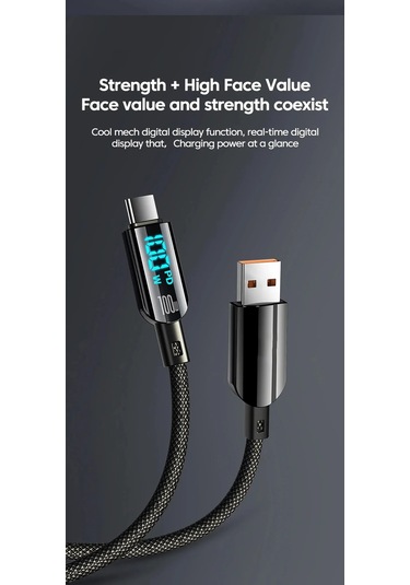 100w Usb Tip C Kablo Hızlı Şarj Kablosu Xiaomi Redmi İçin Led Ekran Telefon 60w Type C To C 1.2m