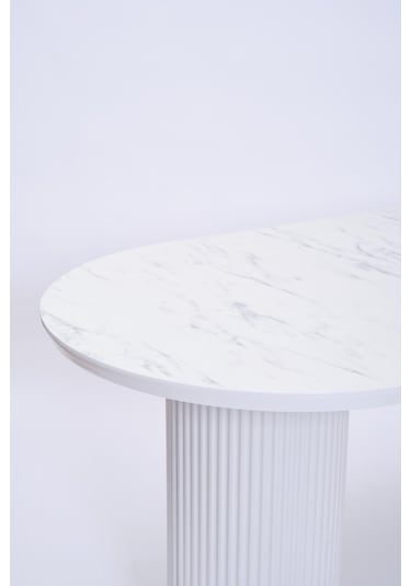 Bohem Boyalı Highgloss Mdf Yemek Masası 90 170 Beyaz Mermer