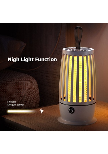 Teltree Usb Şarjlı Taşınabilir Led Sivrisinek Öldürücü Ve Gece Lambası, Dahili Lityum Pil, Beyaz Renk Beyaz