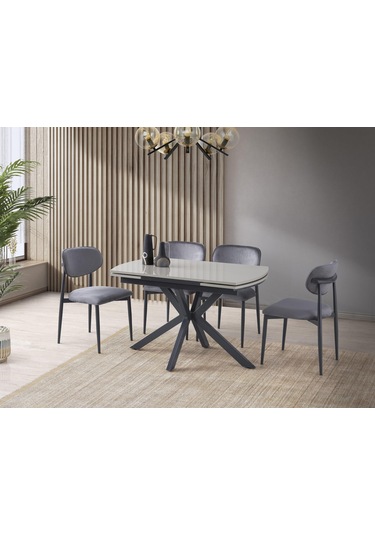 Anka Sis Gri Polo Lak Panel Mutfak Masa Sandalye Takımı 80x120 Gri