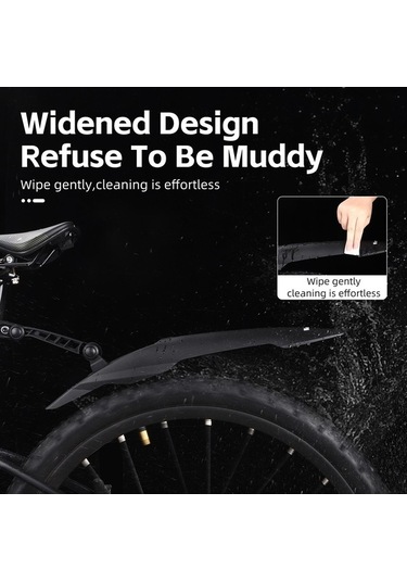 Pazly Genişletilebilen Bisiklet Çamurlukları, 26-29in, Hızlı Kurulum, Siyah, Evrensel, Ön Ve Arka Siyah