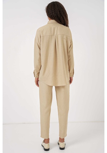 Gabria Keten Ön Düğmeli Takım Bej