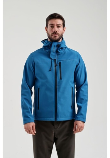 Exuma 2311100 Erkek Petrol Mavisi Yağmur Rüzgar Geçirmez Softshell Özellikli Mont 001