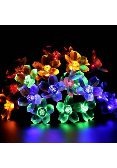 Yifomall Güneş Enerjili 7m 50 Led Çok Renkli Bahçe Işığı - Flaş Ve Sürekli Aydınlatma Modu, Işık Sensörlü Ve Manuel Kontrol