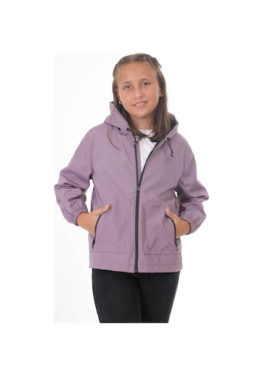 Freemen Kız Çocuk Mürdüm Astarlı Su Ve Rüzgar Geçirmez Kapüşonlu Çift Fermuarlı Mürdüm