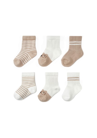 Csyc1001 Bebek Çorap %100 Organik Pamuk Bebek - Yenidoğan - Csyc1001 Taş Ekru