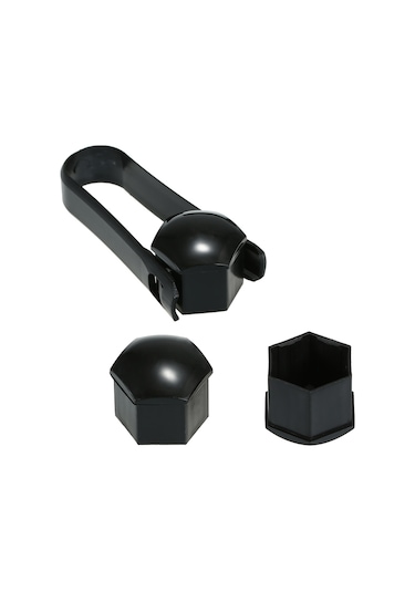 Singree 21mm Jant Somun Kapakları - 20 Adet Siyah Abs Plastik Koruyucu, Çıkarıcı Alet Hediyeli