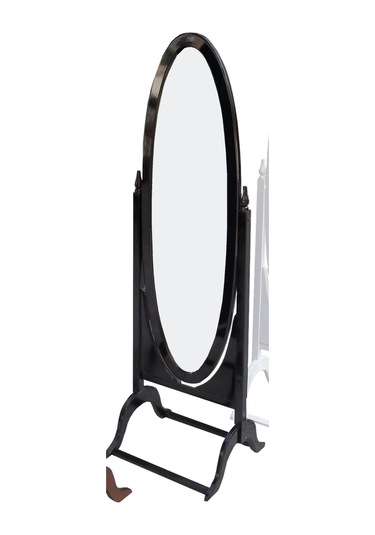 Oval Ahşap Kayın MDF İskelet Parlak Siyah Lake Boya Ayna Kutu sevk El Yapımı Boy Aynası Siyah