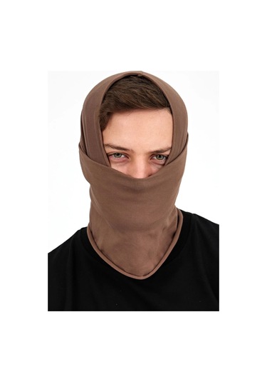 Erkek 4 Fonksiyonlu Koruyucu Pamuklu, Esnek, Terletmez, Bandana, Boyunluk, Maske - Tek Ebat / Kahverengi Kahverengi