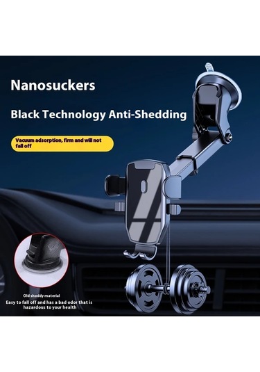 Xuweiwei Uzatılabilir Kollu Tek Tıklamayla Cikarilabilen 360 Derece Donebilen Siyah Vantuzlu Araba Tutucu D46 6 Gps Akilli Telefon Tablet Icin Pvc