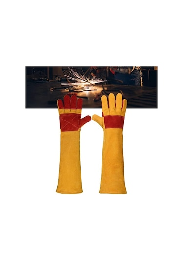 Trendooze Homyl Hayvan Eldivenleri, 60cm, Kırmızı Pu Deri, Eğitim Eldiveni