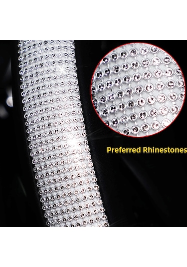 1 Elmas-encrusted Flaş Blingblingpu Deri Döngü Araba Direksiyon Kılıfı Uyar Black Black