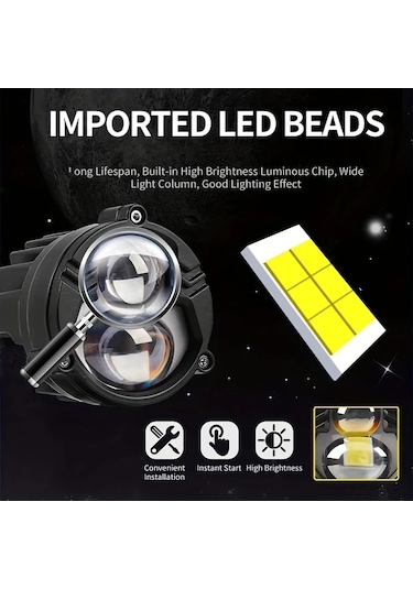 Motion003 1 Bilgisayar Kamyon Araba Led Sis Farı Yüksek Düşük Işık Kehribar Beyaz İki Renkli Motokros Lazer Spot