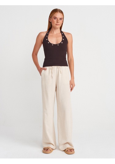Dilvin 21162 Halter Yaka Top-koyu Kahve Koyu Kahve