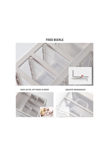 Teltree Şeffaf Çekmeceli Organizatör - Kozmetik Ve Masaüstü Düzenleme İçin 3 Katlı Pratik Saklama Kutusu Şeffaf