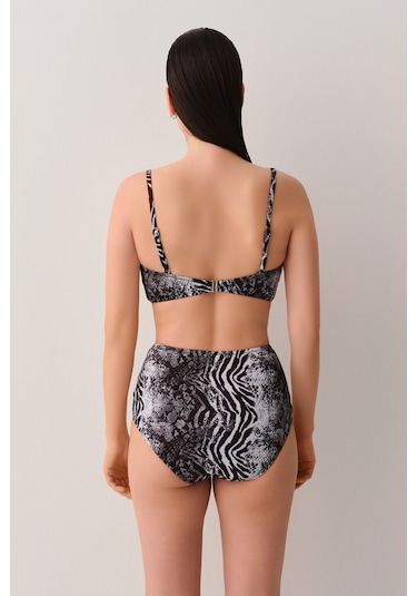 Suwen Savage Tül Detaylı Yüksek Bel Bikini Alt Sb2543513061306 Renkli Desenli