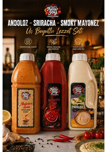 Üç Boyutlu Lezzet Seti - Andoloz + Sriracha + Smoky Mayonez Gurme Sos Seti 3lü