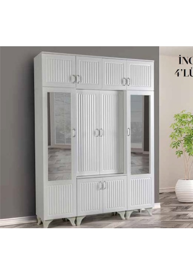 Kdl Beyaz İnci 4 Lü Yüklüklü Portmanto Beyaz