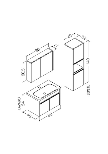 Begonya 80 Cm Cm Banyo Dolabı (Boy Dolap Dahil+Çamaşır Sepeti)