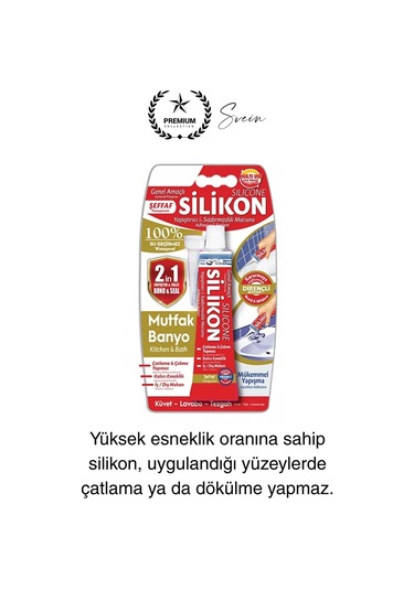 Premium 40 Gr Üniversal Sızdırmaz Şeffaf Tüp Silikon Mutfak Banyo Küvet Kenarı Elastik İzolasyon