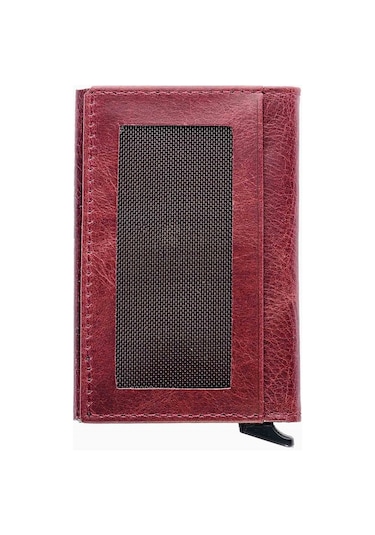 Damy Hakiki Deri Unisex Mekanizmalı Kartlık 611Cr - Bordo Bordo