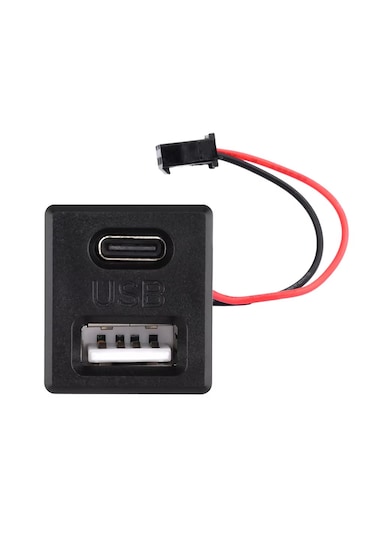 Type-c / Usb A Dişi Soket Kavisli 2 Pin 10cm Kablo Jst Çift Usb