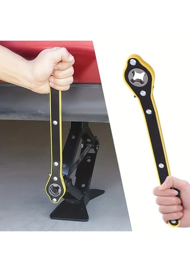 Chenkestoreone 1 Adet 360 Derece Dönen Oto Kriko Cırcır Anahtarı Ergonomik Sap Siyah Sarı